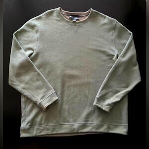 ISLAND SANDS Reversible Sage/Gray Long Sleeve Cotton Pullover Sweater sz XLarge